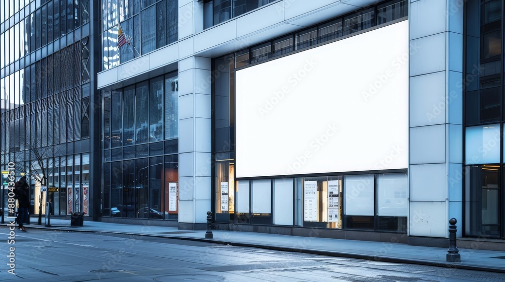 Blank Billboard on a Modern Building in a City Blank Billboard on a Modern Building in a City