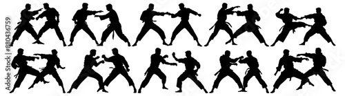 Fighter karate kung fu silhouette set vector design big pack of illustration and icon