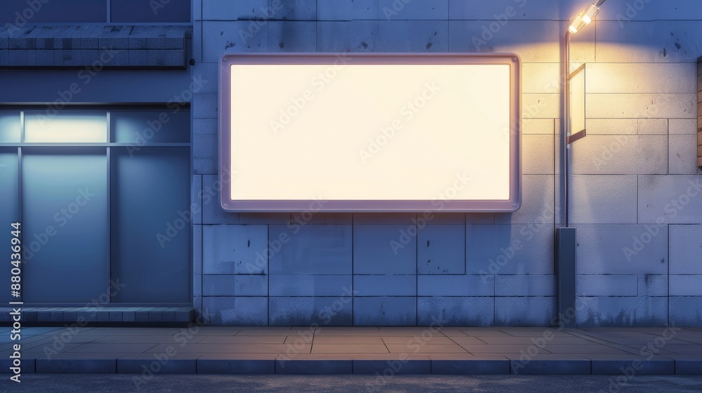 Blank Billboard on a City Street at Night Blank Billboard on a City Street at Night