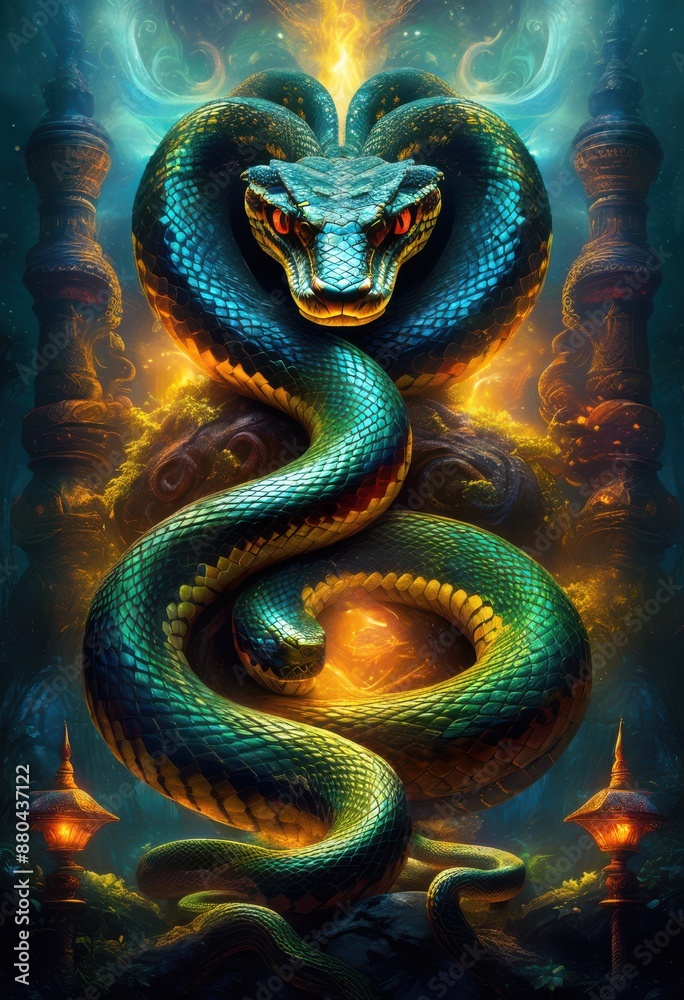 enchanted totem snake swirling mystical setting, circling, magical, ancient, symbol, spiritual, mysterious, creature, sculpture, fantasy, idol, charm, myth, enchanted totem snake swirling mystical setting, circling, magical, ancient, symbol, spiritual, mysterious, creature, sculpture, fantasy, idol, charm, myth,