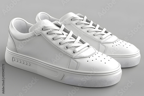 3D white model of a pair of sneakers mock up isolated on white background