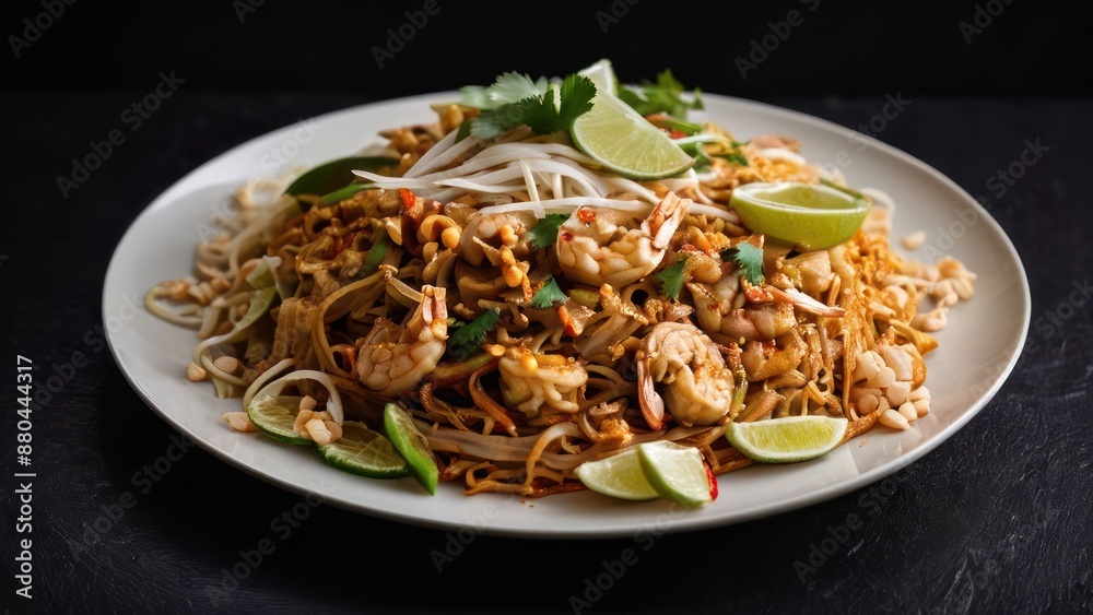araffy asian food with noodles, meat, and vegetables on a plate araffy asian food with noodles, meat, and vegetables on a plate