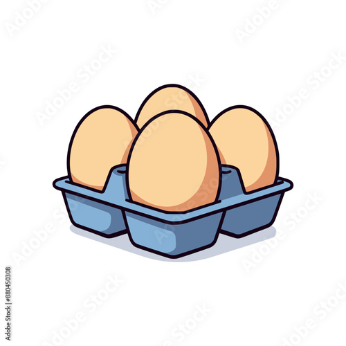 four eggs inside an egg tray food healthy nature vector illustration template design