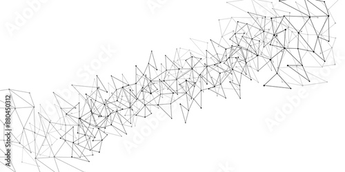 Abstract background connected dots on a white background grey big data Vector Network Connecting dot polygon background. Concept of Network Business, technology.