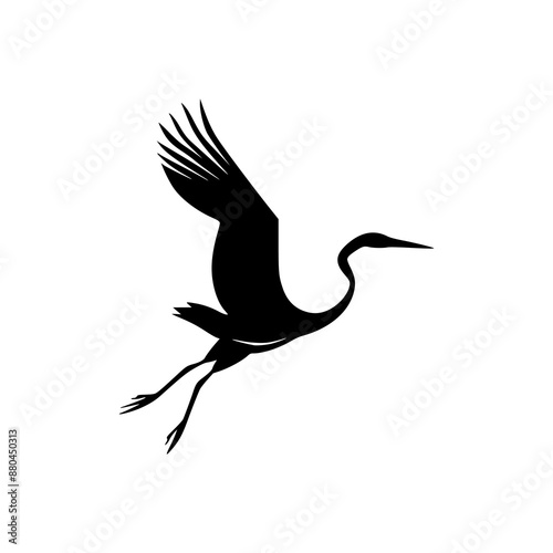 black bird crane clean logo vector illustration template design