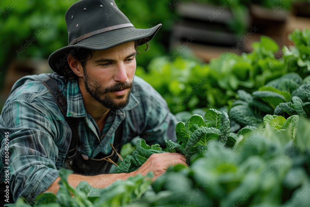 Gardener Harvesting Crops: A gardener harvesting vegetables from a thriving garden, representing the growth of nature and sustainable living. Gardener Harvesting Crops: A gardener harvesting vegetables from a thriving garden, representing the growth of nature and sustainable living.