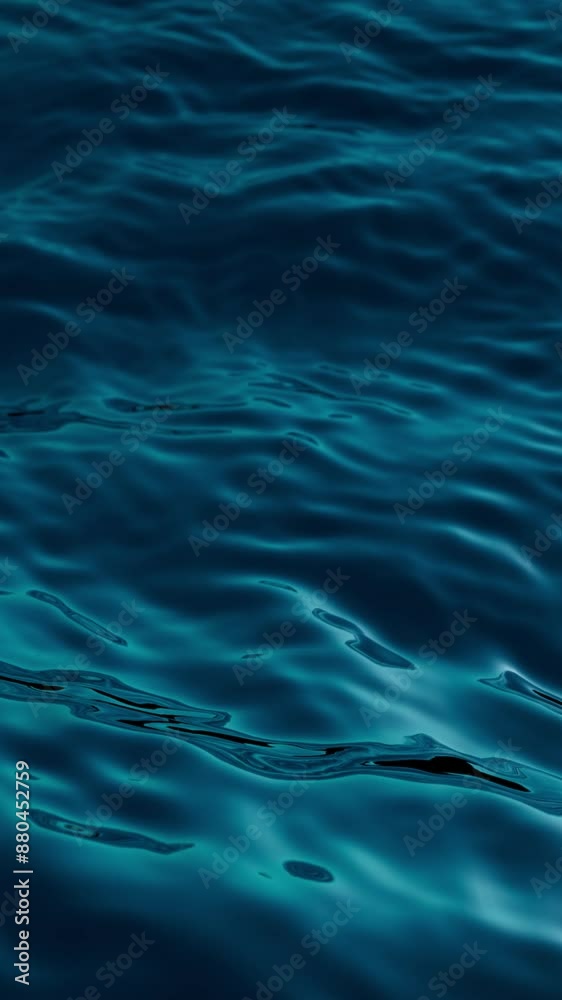 3d looping vertical video. Abstract background of wavy water texture. Blue ocean surface live image. Calm sea motion