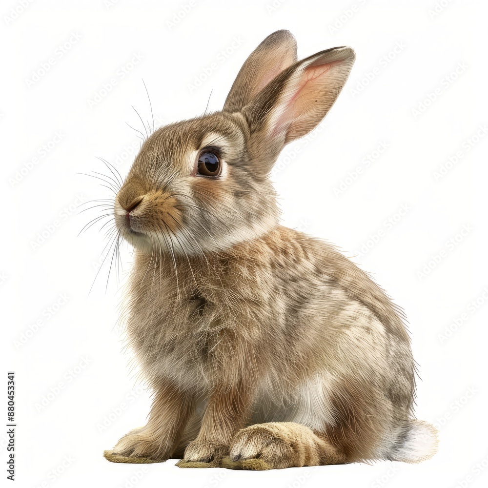 Brown Rabbit Sitting on Top of White Floor Brown Rabbit Sitting on Top of White Floor