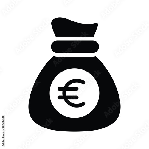 Money bag with euro icon, cash, business, return or investment, payment, vector of dollar sack in trendy style