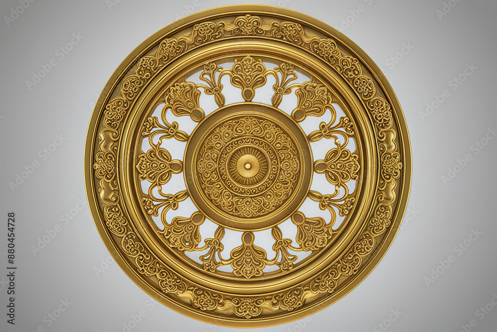 Obraz premium Golden texture Chinese classical ring pattern seamless three-dimensional rendering