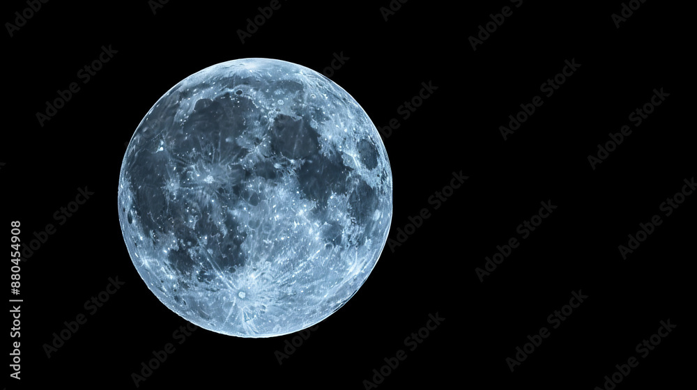Obraz premium a full moon against a dark, starry sky, offering plenty of copy space