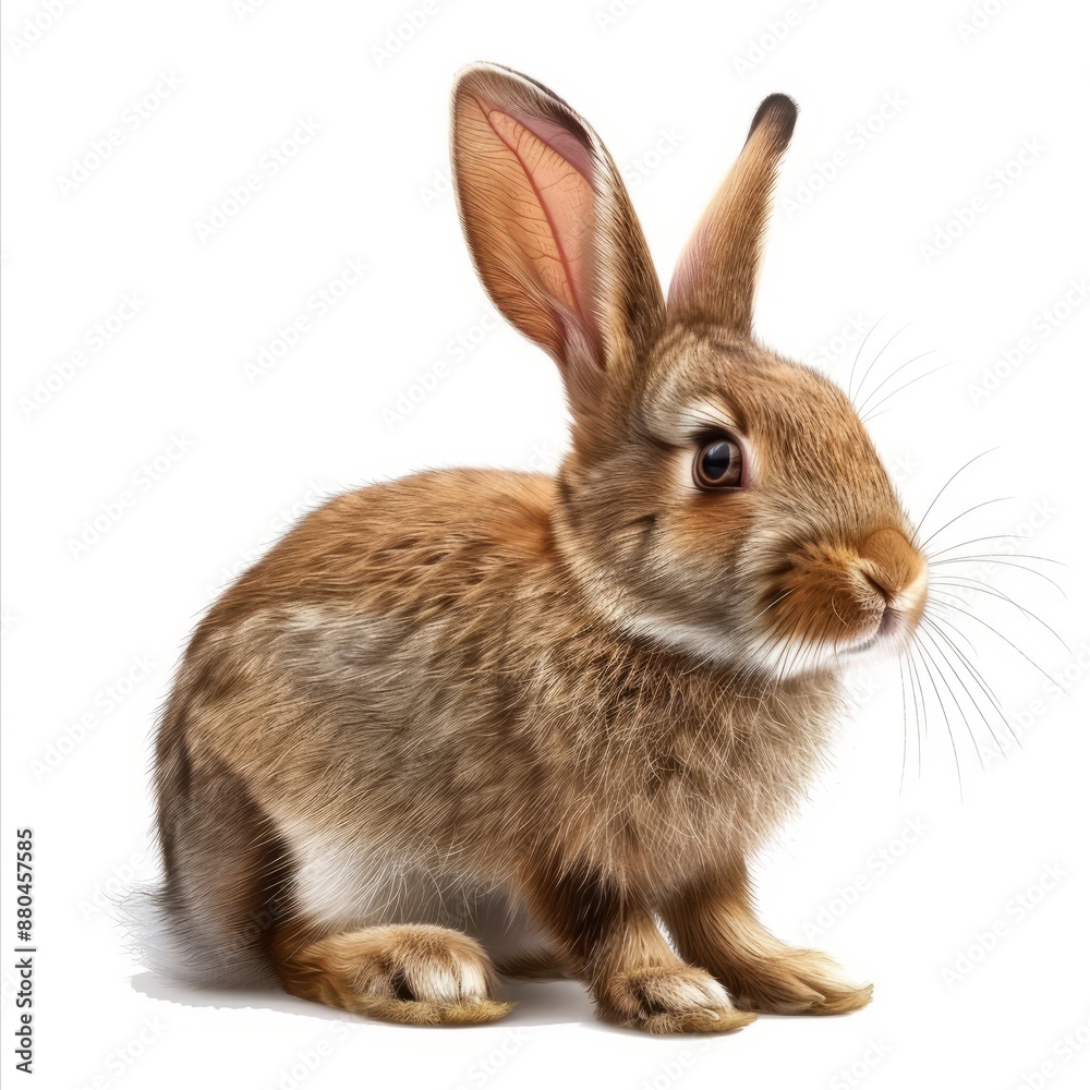 Brown Rabbit Sitting on Top of White Floor Brown Rabbit Sitting on Top of White Floor