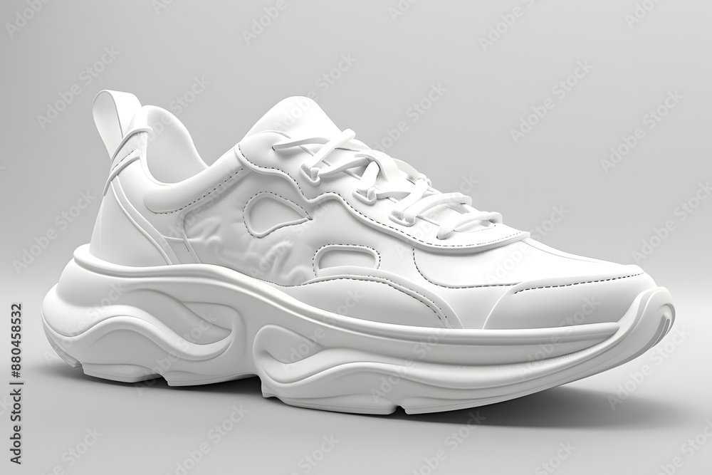 3D white model of single sneaker mock up isolated on white background 3D white model of single sneaker mock up isolated on white background