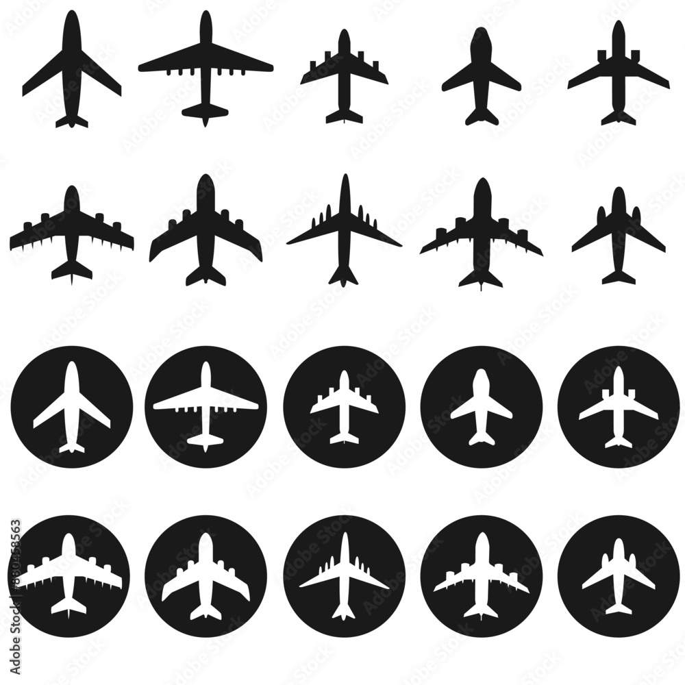 Aircraft icon vector set. Plane illustration sign collection. Airplane symbol. Travel logo.