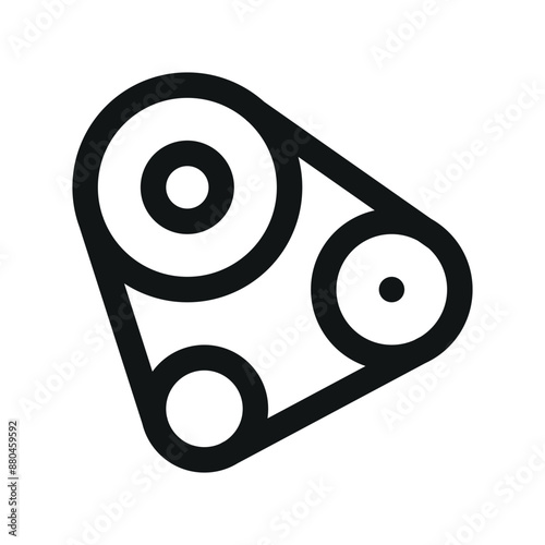 Timing belt UI icon, cambelt minimal line vector symbol