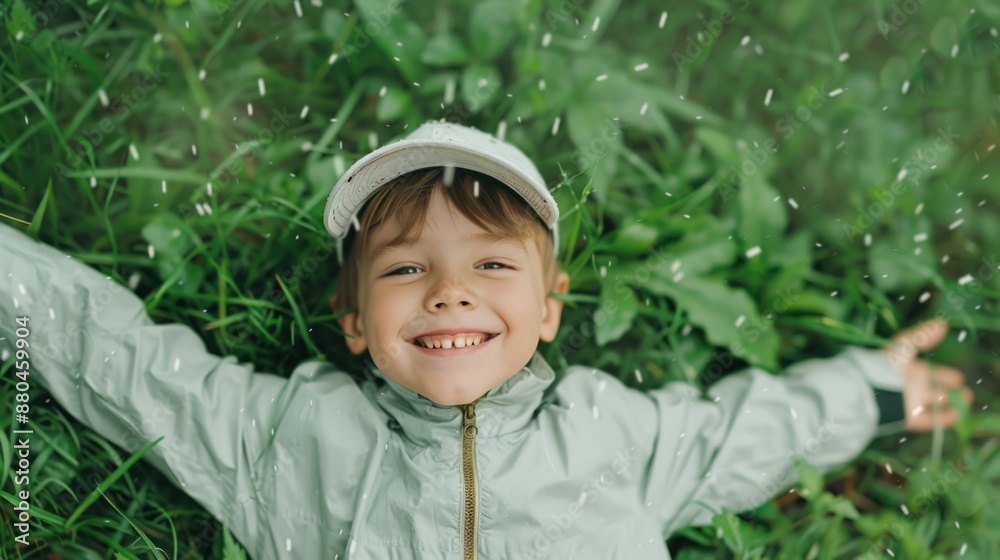 Happy child enjoying rainy time together in the park, sharing smiles and laughter. Happy child enjoying rainy time together in the park, sharing smiles and laughter.