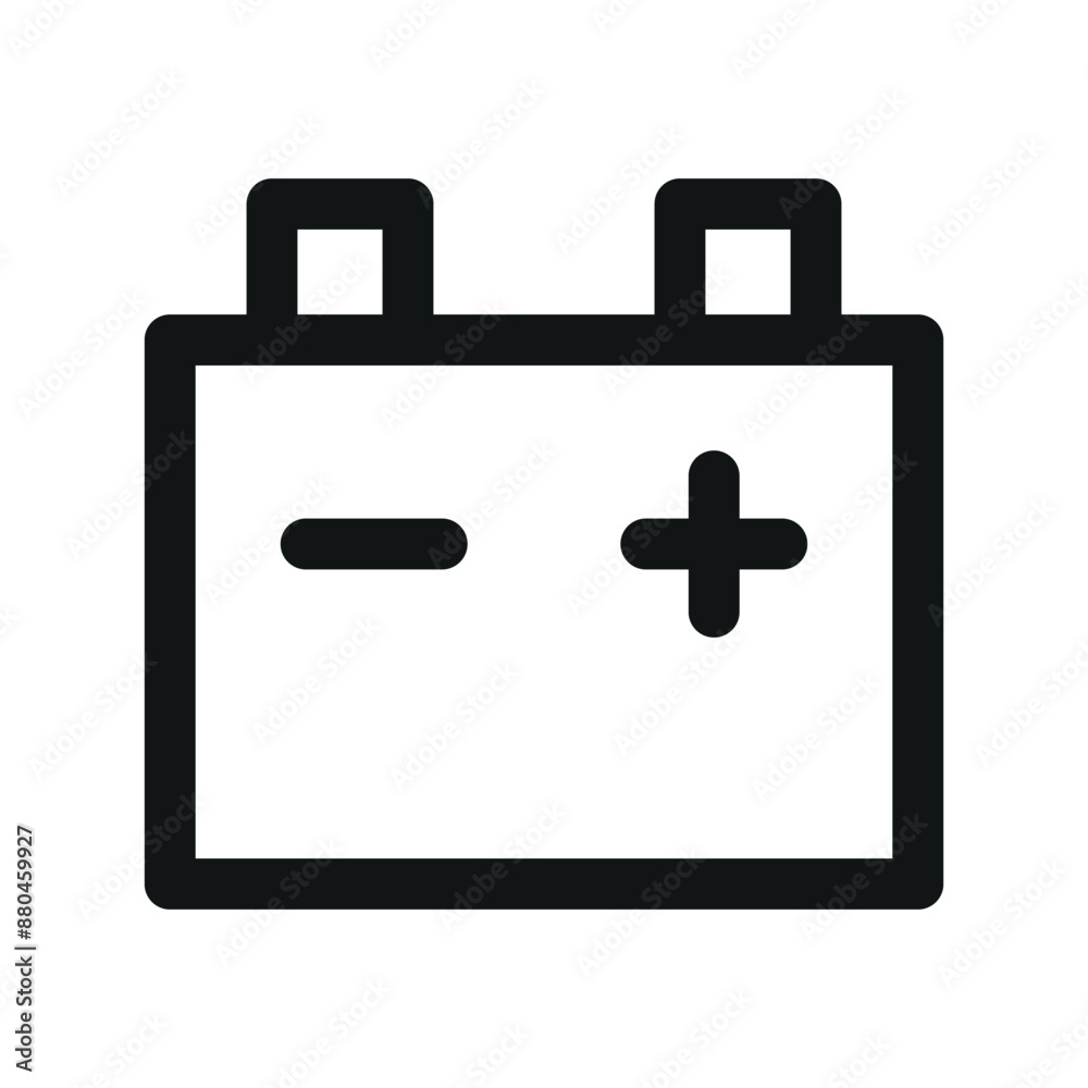 Car battery UI icon, car accumulator minimal line vector symbol Car battery UI icon, car accumulator minimal line vector symbol