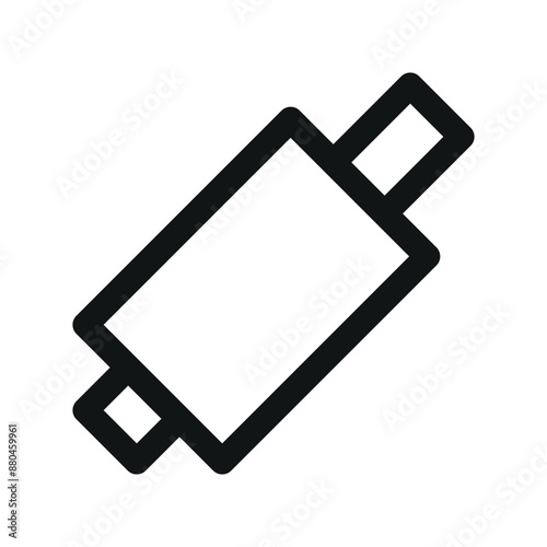 Exhaust pipe UI icon, car muffler minimal line vector symbol