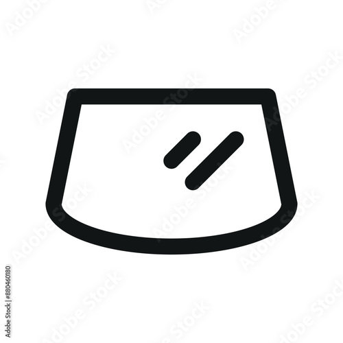 Windshield UI icon, car glass minimal line vector symbol