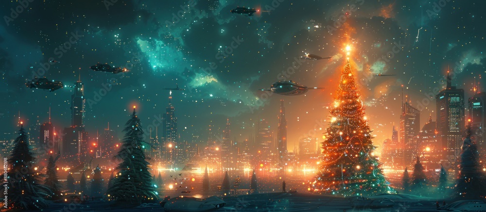 Obraz premium Futuristic Christmas Night