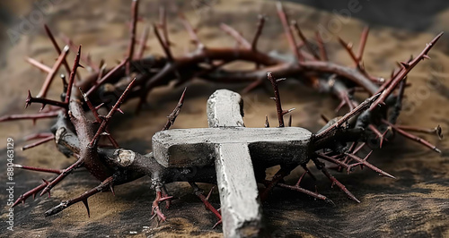 the crown of thorns and the cross of Jesus