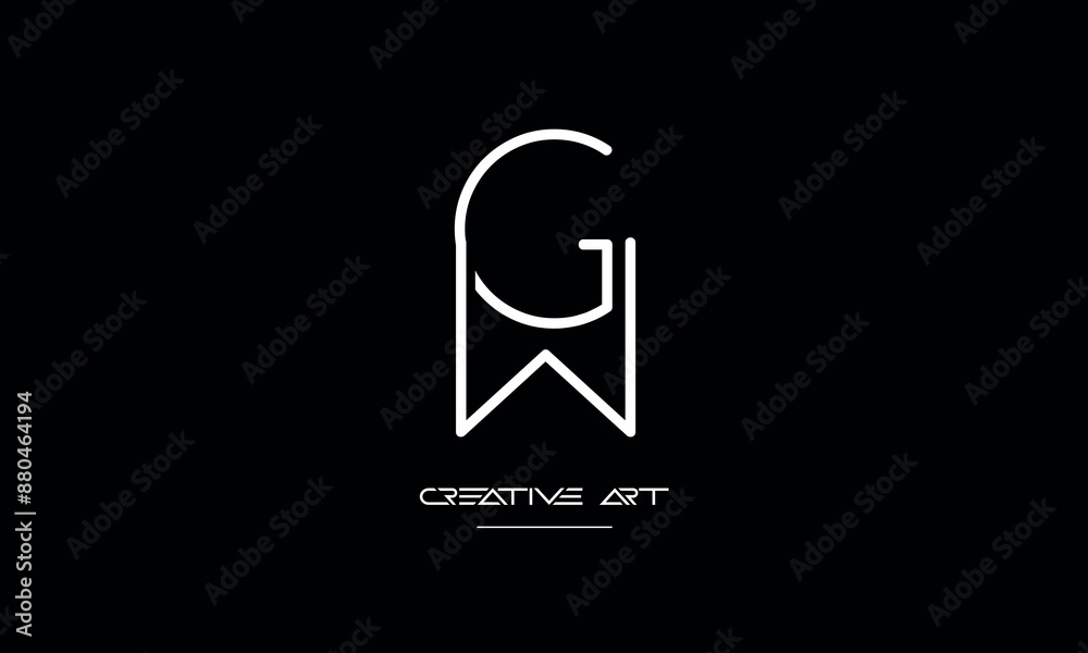 GW, WG, G, W abstract letters logo monogram GW, WG, G, W abstract letters logo monogram
