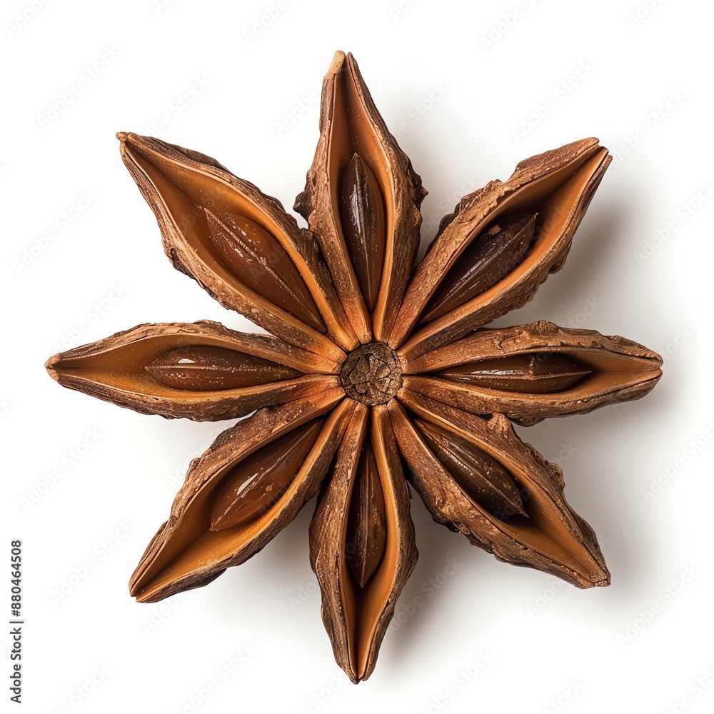 Star anise spice isolated on white background, close up