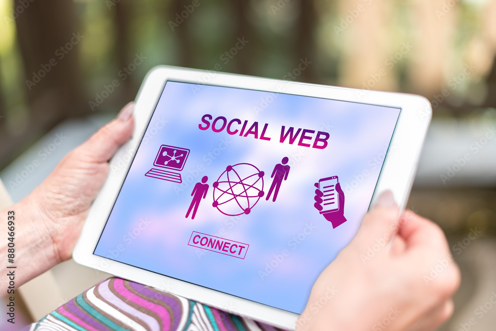 Social web concept on a tablet Social web concept on a tablet