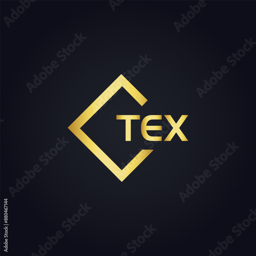 TEX logo. T E X design. White TEX letter. TEX, T E X letter logo design. T E X letter logo design in GOLD, GOLDEN LOGO, THREE, style. letter logo set in one artboard. T E X letter logo vector design.