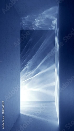 vertical video 3d water inside the swimming pool, glare and sun rays going through the liquid surface. Underwater caustic effect