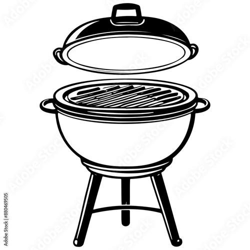 cartoon grill realistic, ink sketch of black silhouette outline, transparent background
