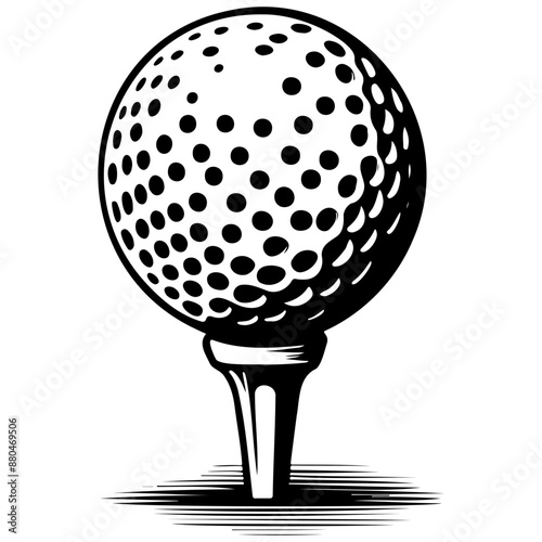 cartoon golf ball isolated hand drawn line illustration, transparent background