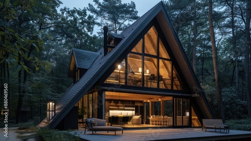 Modern A-Frame Cabin in the Woods