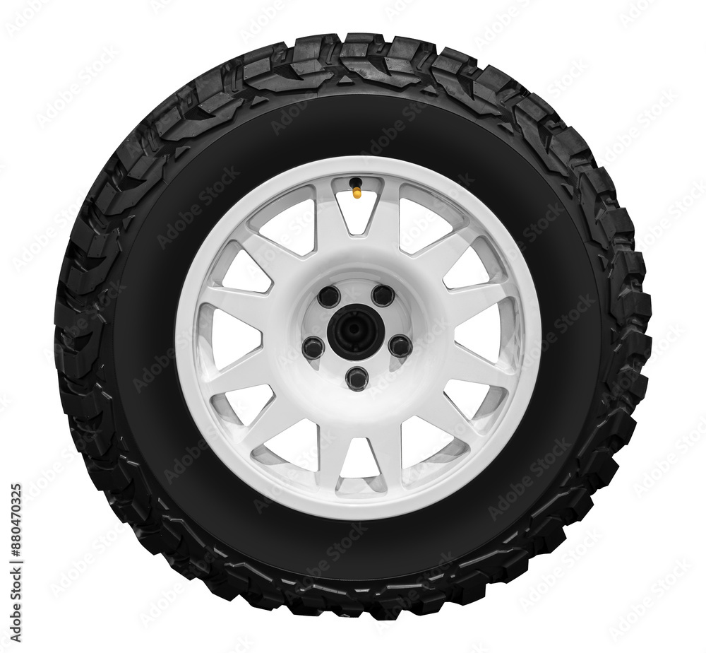 White wheel on off road tire White wheel on off road tire
