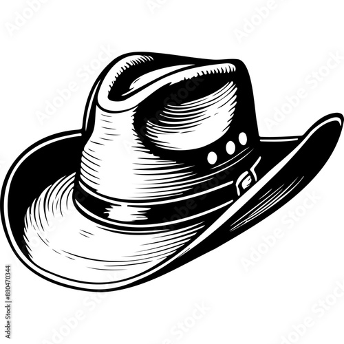Drawing cowboy hat sketches hand drawn line illustration, transparent background
