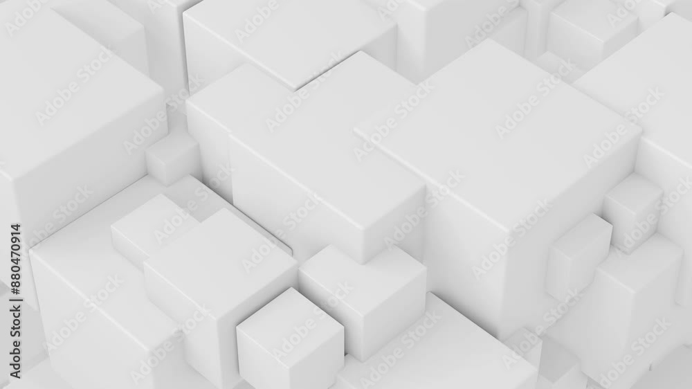 White box cubes, complex structure motion, corporate abstract background, seamless looped animation. Concept tech, business, big data. 3D render White box cubes, complex structure motion, corporate abstract background, seamless looped animation. Concept tech, business, big data. 3D render
