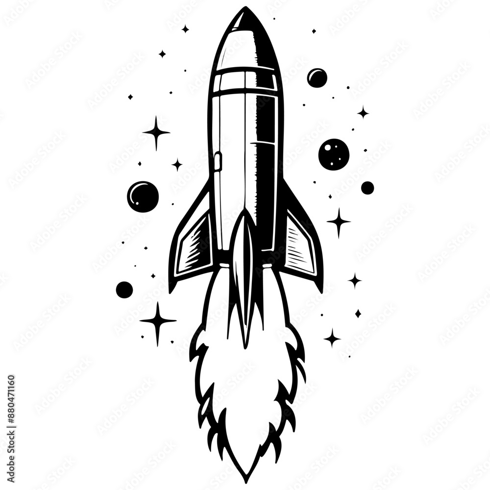 Isolated rocket drawing, line head, line art black realistic sketches painting Isolated rocket drawing, line head, line art black realistic sketches painting