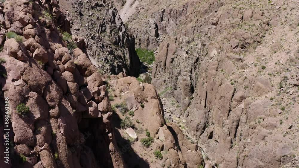 Drone view of the rocky and rugged terrain of Owens River Gorge in the Alabama Hills Drone view of the rocky and rugged terrain of Owens River Gorge in the Alabama Hills