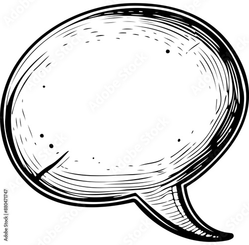 speech bubble of hand drawn line illustration, transparent background