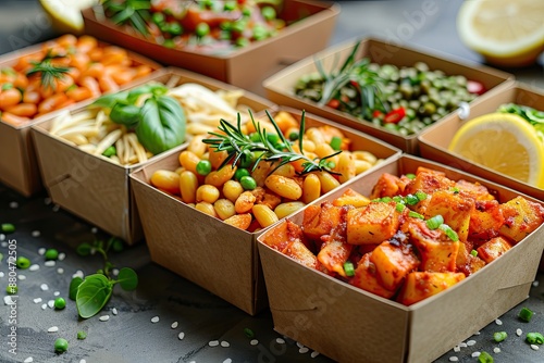 Delicious and Healthy Food in EcoFriendly Takeout Containers photo
