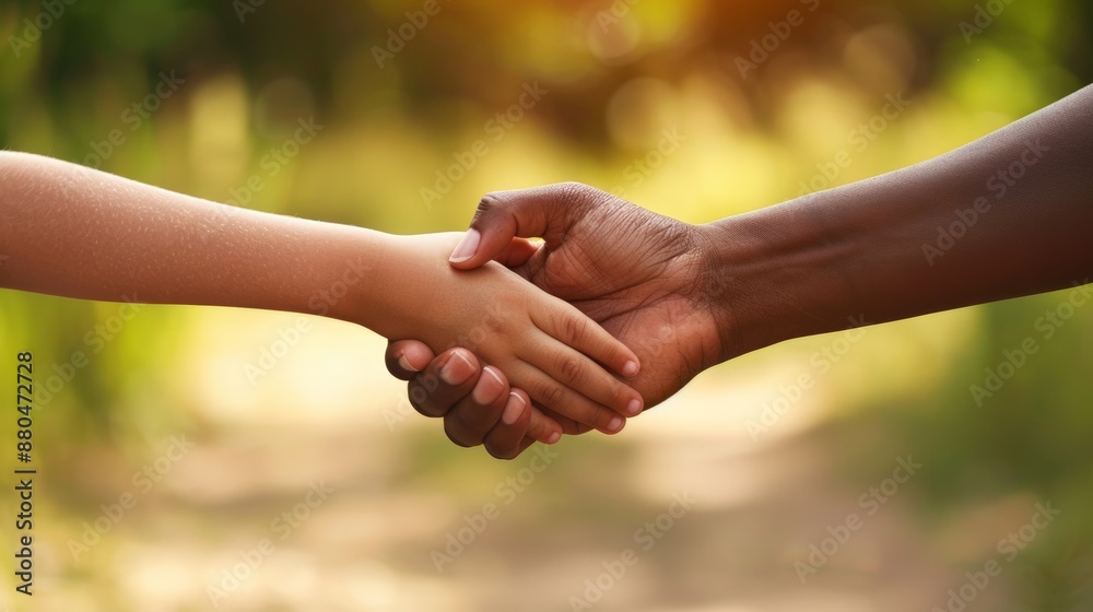 A social workers gentle hand holding a childs, offering comfort and security A social workers gentle hand holding a childs, offering comfort and security