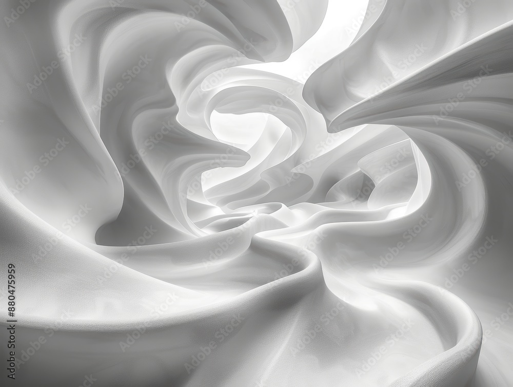 Obraz premium Clean white background with simple curved lines.