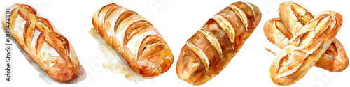 A series of four different types of bread, each with a different color photo