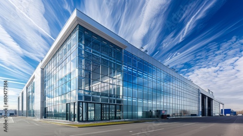 Modern large building with a glass facade on an urban street © Thi