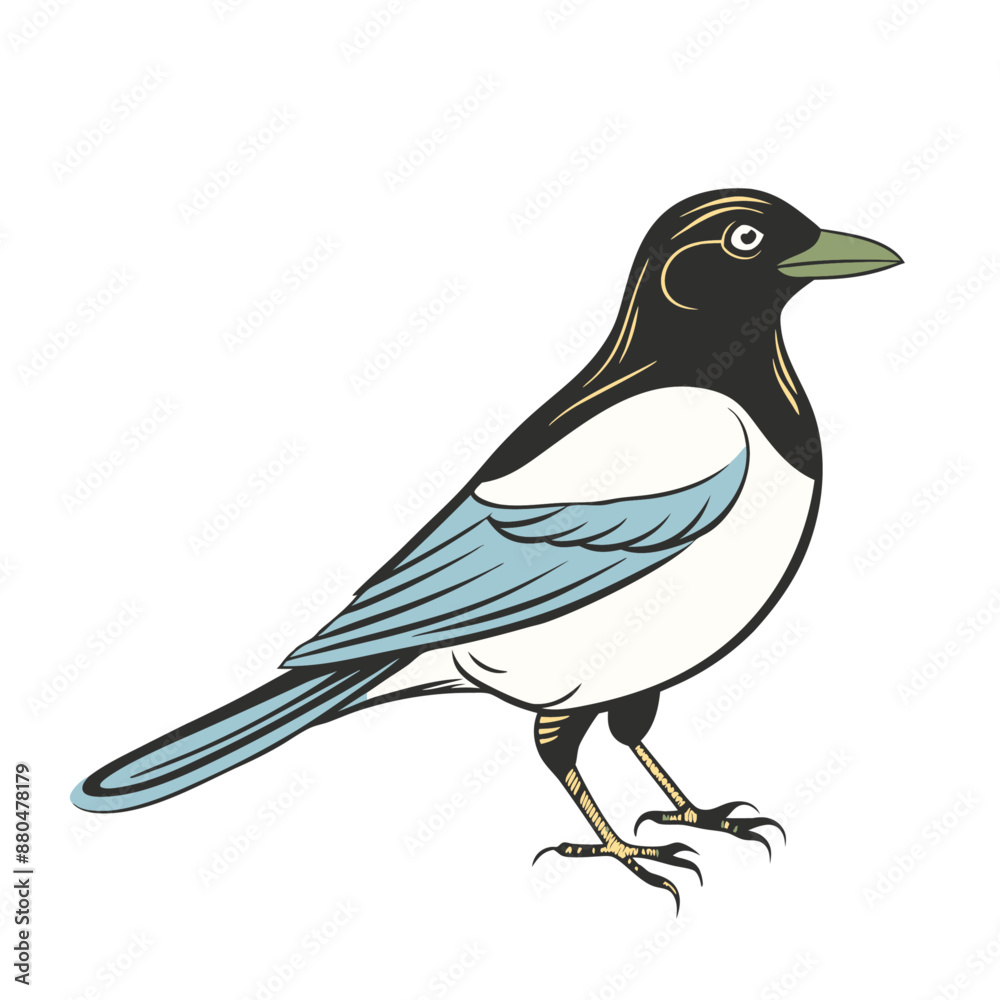 Obraz premium Magpie Bird Color Vector for various uses