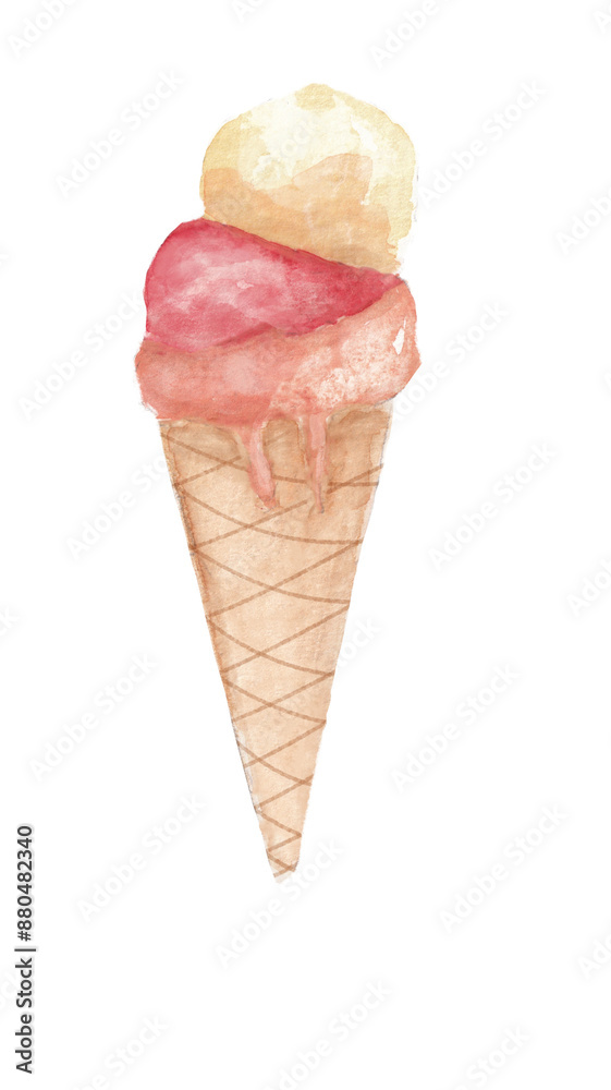 strawberry ice cream watercolor illustration strawberry ice cream watercolor illustration