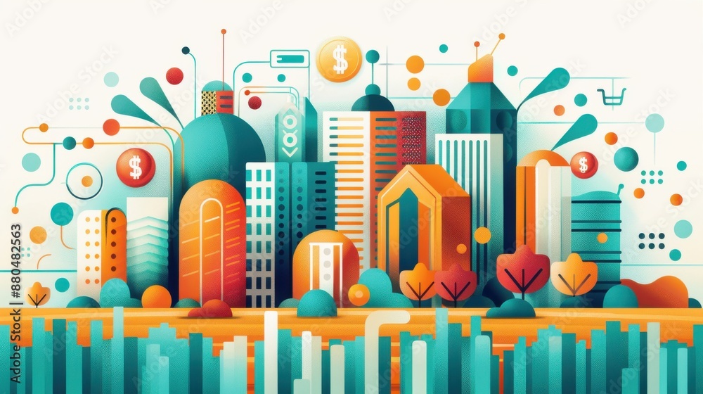 Blockchain payments, secure transactions for farms, flat design illustration Blockchain payments, secure transactions for farms, flat design illustration