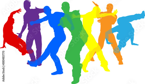 Quadro em tela Dancers Silhouette Street Dance Poses Silhouettes