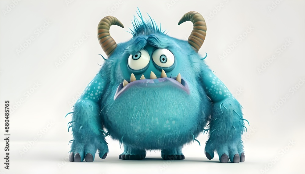 Fototapeta premium Cute cartoon monster isolated on white