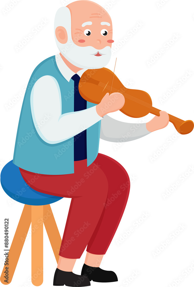 Elderly people play music with violin